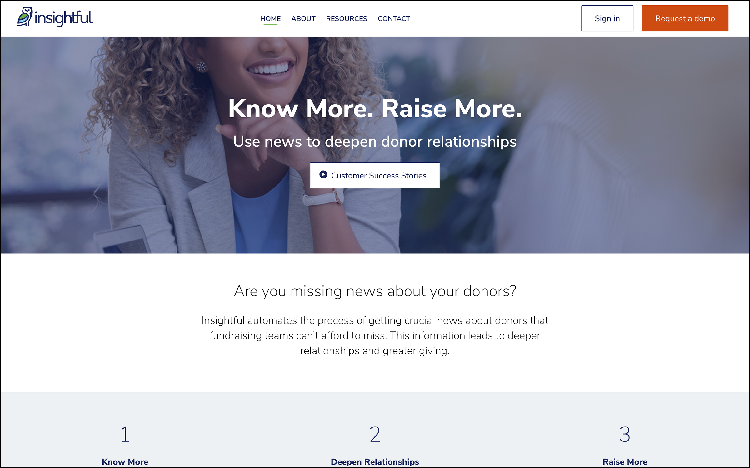 The website of the top prospect research software, Insightful Philanthropy.