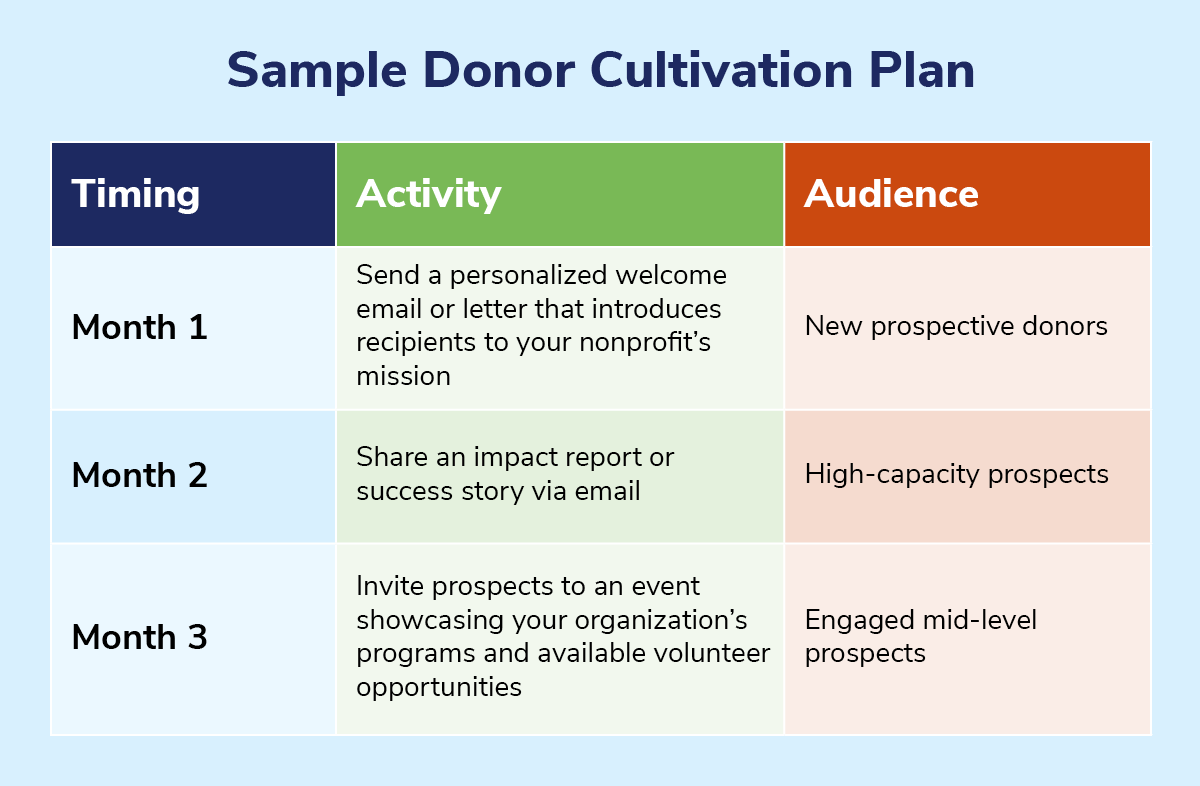 An example of a donor cultivation plan.